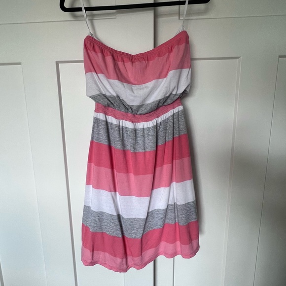 Coral Banana Republic Stripe Tube Top Sleeveless Strapless Summer Dress - Picture 7 of 7